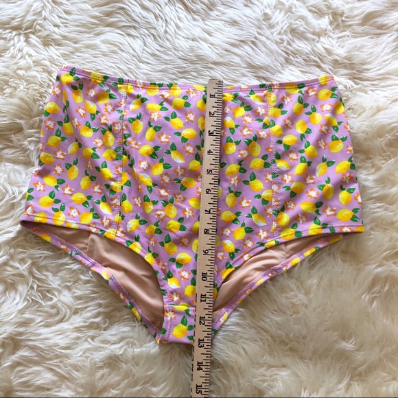 J. Crew Swim Jcrew Highwaist Pink Bikini Bottom Lemon Print Poshmark